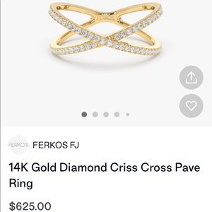 Ferkos diamond cross cross ring size 7